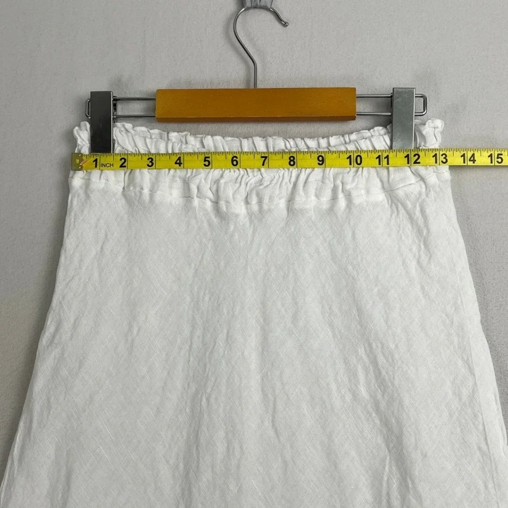 Gioia White 100% Linen Maxi Skirt Made in Italy Elastic Waist A-Line Womens S - Picture 5 of 7